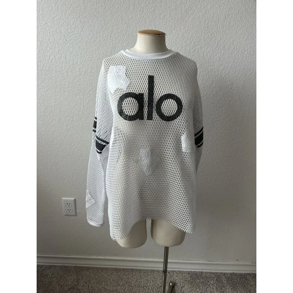 Alo Yoga womens Jersey Mesh Short Sleeve Top